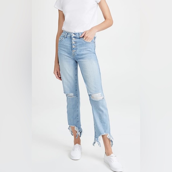 7 For All Mankind High Waist Cropped Straight Jeans - Picture 4 of 16